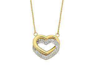 Bevilles 9ct Yellow Gold Silver Infused Interlocked Hearts Necklace