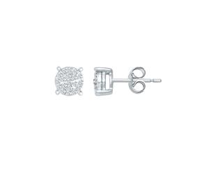 Bevilles Martina Diamond Earrings with 0.15ct of Diamonds in 9ct White Gold Stud