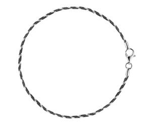 Black And White Diamond Cut Snake Chain Anklet In Sterling Silver (9 10 And 11 Length Inches) - White
