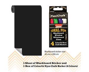 Blackboard Wall Stickers with Flexichalk Marker Neon Colour Liquid Chalks Pen