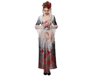 Bloody Hands Dress & Headpiece Zombie Bride - Adult