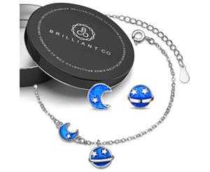 Boxed Blue Cosmos Bracelet and Earrings Set