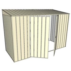 Build-A-Shed 1.2 x 3.0 x 2.0m Zinc Skillion Double Hinged Side Doors Shed - Cream