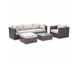 CALIGARI 5 Seater Aluminium Outdoor Lounge Set Wicker | Exists in 3 COLOURS - Brown/Brown