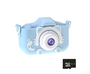 Catzon Cat Kids Camera + 8GB SD Card HD Video Camera Mini Camcorder Blue