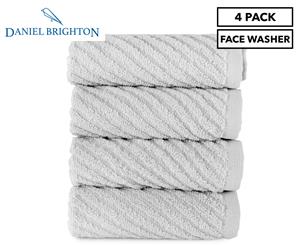 Daniel Brighton Zero Twist Face Washer 4-Pack - Silver