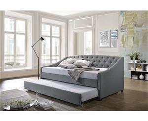 Daybed with Trundle Bed Frame Sofa Fabric Upholstery