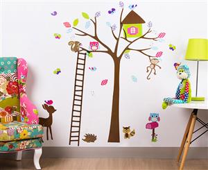 Deer Tree House & Forest Animals Wall Decals