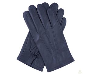 Dents Men's Genuine Full Grain Leather Gloves 3 Point Stitch - Navy