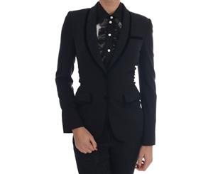 Dolce & Gabbana Black Floral Brocade Blazer Jacket