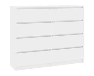 Drawer Sideboard High Gloss White 120cm Chipboard Side Cabinet Buffet