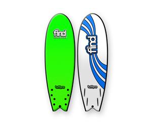 FIND 5ཆ'' TuffPro Soft Surfboard Quadfish GREEN EVA RAILS - 4 FCS Style Fin - Green