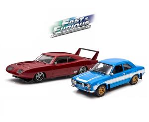 Fast & Furious 1969 Dodge Charger Daytona & 1974 Ford Escort RS 143 Scale Diecast Car 2 Pack