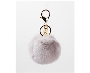 Faux Fur Pom-Pom Keychain Grey