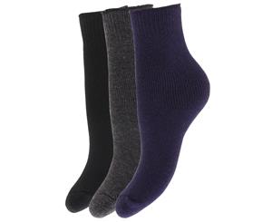Floso Childrens Boys/Girls Winter Thermal Socks (Pack Of 3) (Black/Grey/Navy) - K105