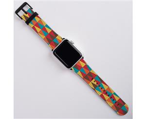 For Apple Watch Band (42mm) Series 1 2 3 & 4 Leather Strap Colourful Triangles