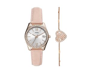 Fossil Mini Scarlette Watch Bracelet Set ES4607SET Leather|Stainless Steel 3 Hands|Date Rose