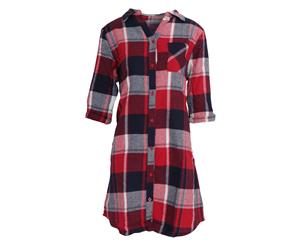 Foxbury Womens/Ladies Yarn Dyed Check Night Shirt (RED/NAVY) - N1127