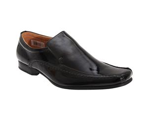 Goor Mens Tramline Leather Quarter Lining Patent Shoes (Black Patent) - DF289