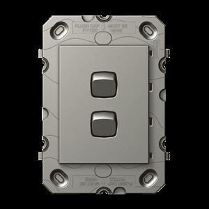 HPM ARTEOR 2 Gang Wall Switch - Grid Only - Magnesium