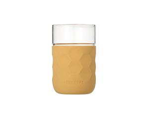 Honeycomb Anti-skid Glass with Silicone Sleeve 250ml in Khaki