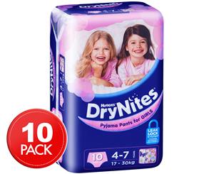 Huggies DryNites Pyjama Pants Girls 4-7 Years 10pk