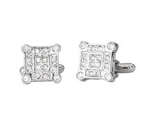 Iced Out Hip Hip Cuff Links - Corner Bling - Silver