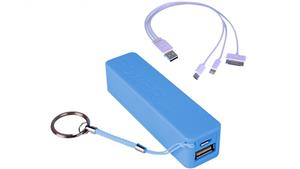 Laser 2200mAh Power Bank with Cable - Blue