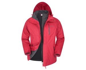 Mountain Warehouse Mens 3 in 1 Waterproof Jacket Rain Coat Softshell Inner - Red