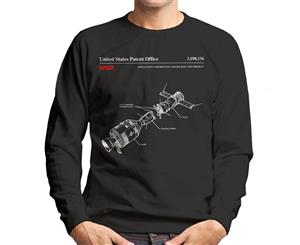 NASA Apollo Soyuz Docking Test Blueprint Men's Sweatshirt - Black