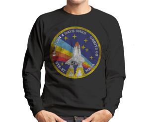 NASA STS 27 Atlantis Mission Badge Distressed Men's Sweatshirt - Black