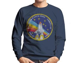 NASA STS 27 Atlantis Mission Badge Distressed Men's Sweatshirt - Navy Blue
