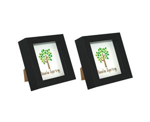 Nicola Spring Box Picture Glass Photo Frame Standing & Hanging - Black - for 4x4" (10x10cm) Photos - Pack of 2