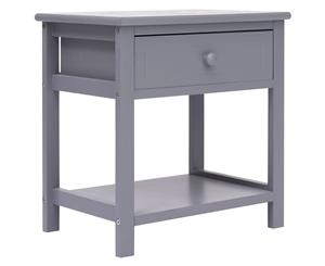 Nightstand Grey Paulownia Wood Bedside Cabinet Couch Side End Table