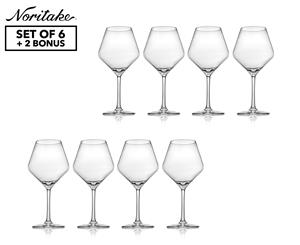 Noritake Set Of 6 Tasting Hour Red Wine Glass 545mL + 2 Bonus Glasses - Clear