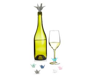 Origami Wine Charms & Topper Set
