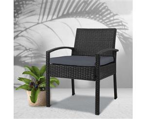 Outdoor Furniture Rattan Chair Bistro Wicker Garden Patio Cushion Black Gardeon