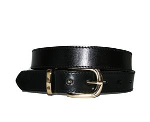 Point Piper - Addison Road Black Genuine Leather Women's Belt With Gold Buckle
