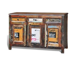 Reclaimed Solid Wood Timber Cupboard Cabinet Vintage Sideboard 3 Drawers 3 Doors