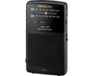 SR35 SANGEAN AM/FM Pocket Radio Black Power LED Indicator AM/FM POCKET RADIO