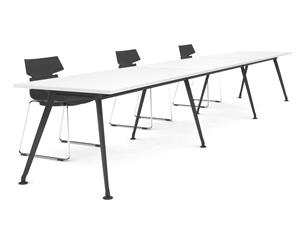 San Fran - Executive 3 Person Training / Meeting Room Table Black Legs [3600L x 700W] - white
