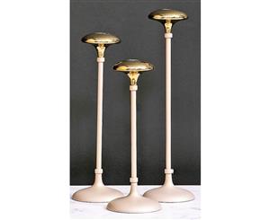 Set of 3 MARILYN 23 26 and 30cm Tall Single Tea Light Candle Holders - 2 Tone Gold Finish