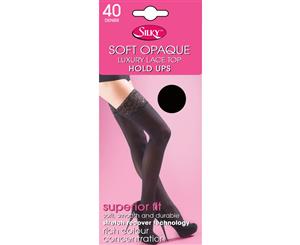 Silky Womens/Ladies Opaque 40 Denier Lace Top Hold Ups (1 Pair) (Black) - LW189
