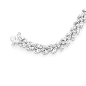 Silver CZ Leaf Tennis Bracelet