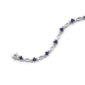 Silver Small Square Violet Cubic Zirconia Loop Bracelet