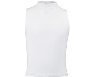 Skinni Minni Childrens Girls High Neck Crop Vest (White) - RW5489