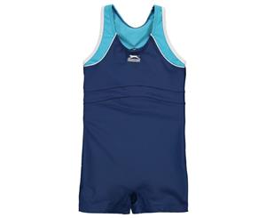 Slazenger Girls Boyleg Swimming Suit Junior - Navy - Blue