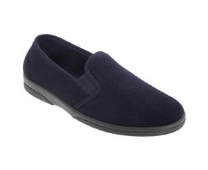 Sleepers Mens Anthony Iv Velour Gusset Slippers (Navy Blue) - DF817