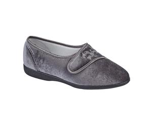 Sleepers Womens/Ladies Maud Wide Fitting Slippers (Charcoal Grey) - DF1429