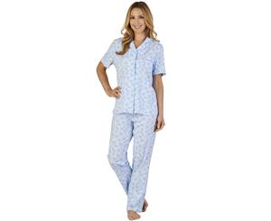 Slenderella PJ2107 Meadow Jersey Floral Pyjama Set - Blue